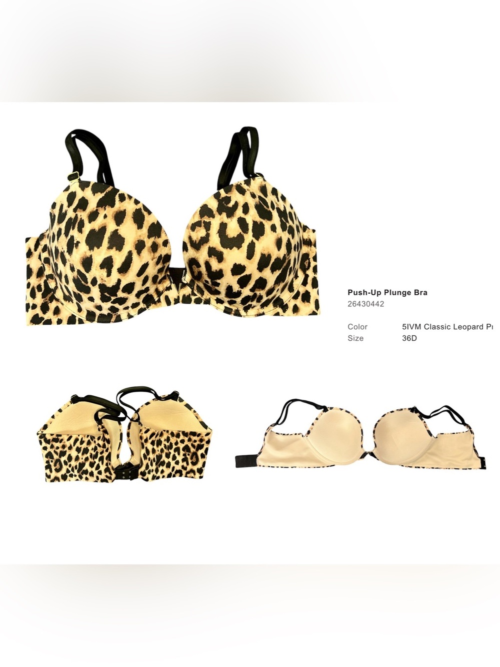 Victoria's Secret Leopard Push-Up Plunge Bra - Leopard Print - 36D